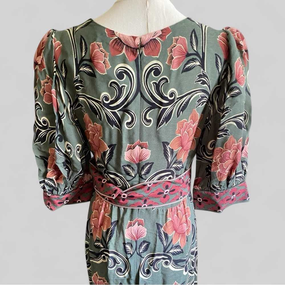 NWT FARM Rio Short Sleeve Arabesque Floral Green Maxi Dress Size Medium - Picture 8 of 16